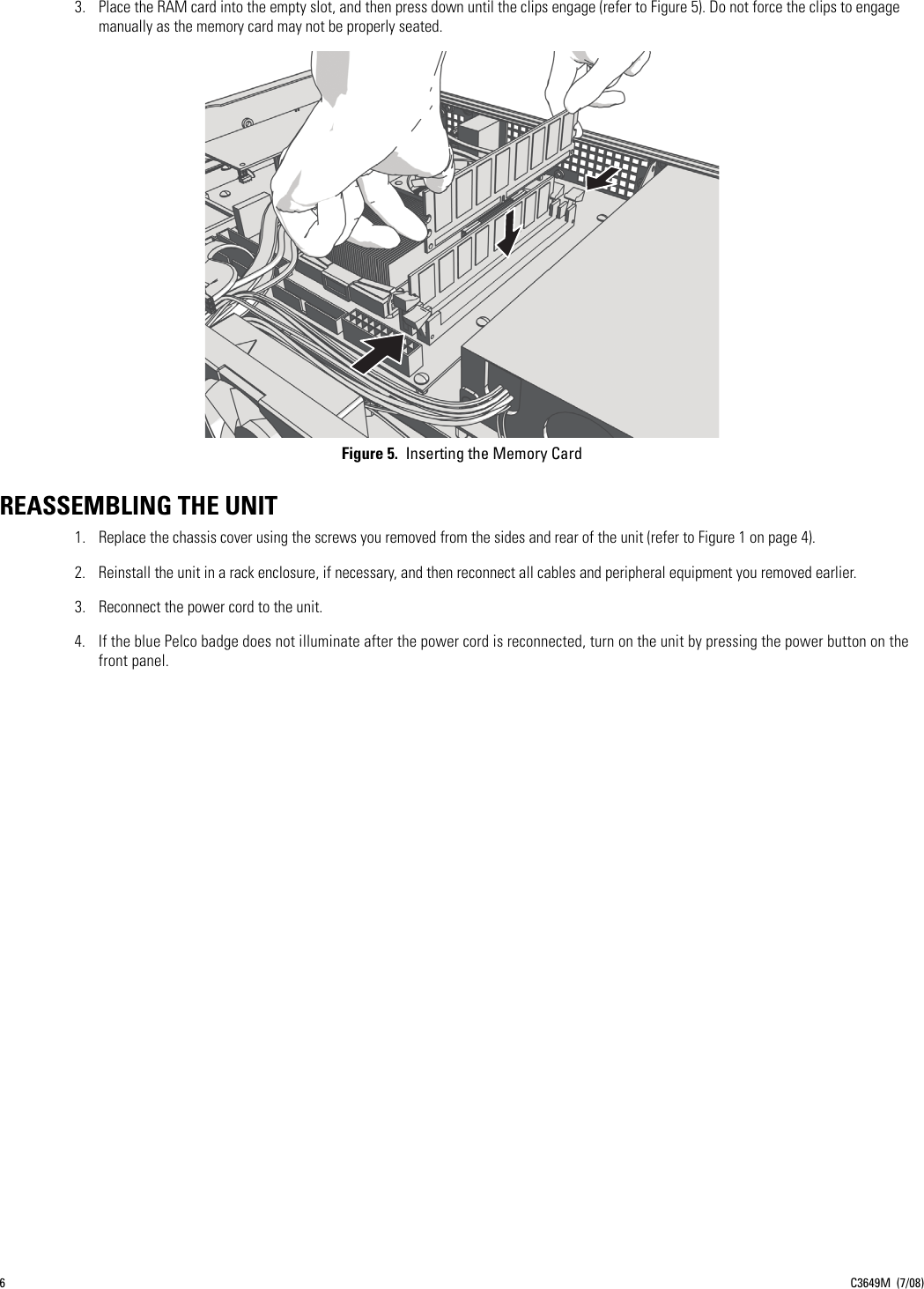 Page 6 of 8 - Pelco Pelco-Pelco-Dvr-5104Dvd-1000-Users-Manual- Pelco_DVR5100_Series_RAM_Upgrade__Manual_  Pelco-pelco-dvr-5104dvd-1000-users-manual