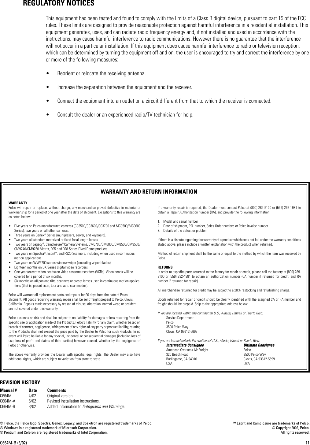Page 11 of 12 - Pelco Pelco-Pelco-Dx7000-Users-Manual- Spectra III-A4  Pelco-pelco-dx7000-users-manual