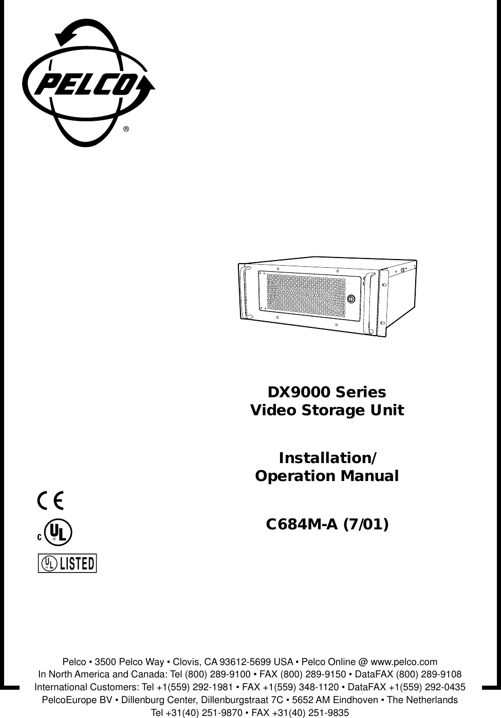 Page 1 of 4 - Pelco Pelco-Pelco-Dx9000-Series-Video-Storage-Unit-C684M-A-Users-Manual- 8-page Manual  Pelco-pelco-dx9000-series-video-storage-unit-c684m-a-users-manual