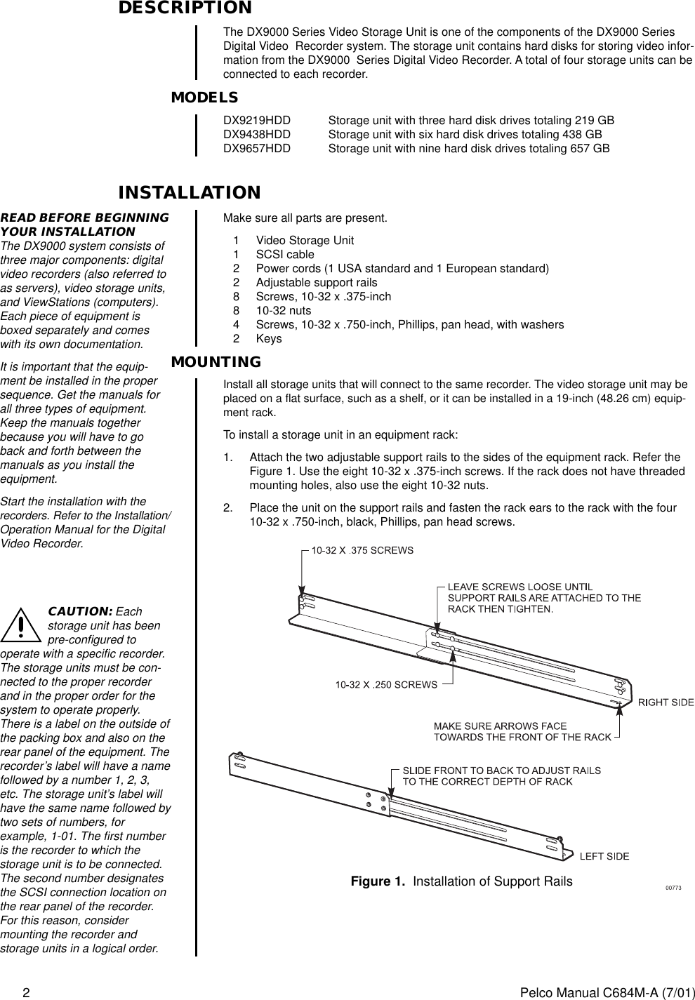 Page 2 of 4 - Pelco Pelco-Pelco-Dx9000-Series-Video-Storage-Unit-C684M-A-Users-Manual- 8-page Manual  Pelco-pelco-dx9000-series-video-storage-unit-c684m-a-users-manual