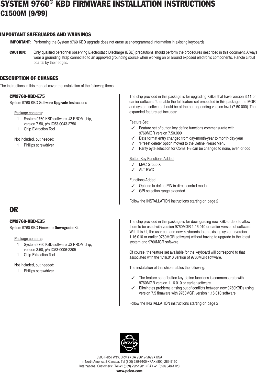 Page 1 of 4 - Pelco Pelco-Pelco-Security-Camera-Cm9760-Kbd-E35-Users-Manual- CM9760KBD-E75_CM9760KBD-E35 Firmware Upgrade_manual  Pelco-pelco-security-camera-cm9760-kbd-e35-users-manual