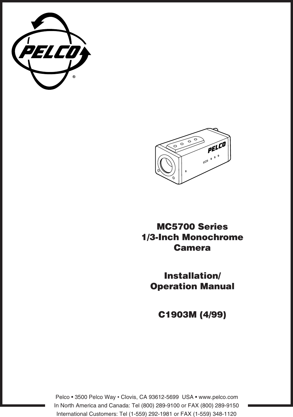 Page 1 of 12 - Pelco Pelco-Pelco-Security-Camera-Mc5700-2X-Users-Manual- MC5700 Series Monochrome Camera_manual  Pelco-pelco-security-camera-mc5700-2x-users-manual
