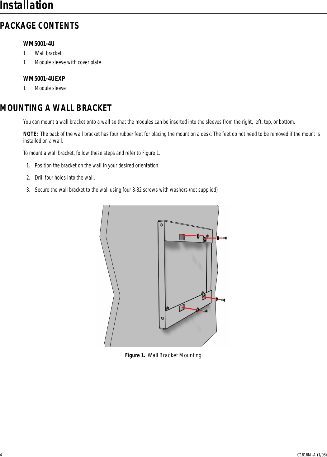 Page 4 of 8 - Pelco Pelco-W-M-5000-Series-Users-Manual- Pelco_WM5000_Series_Wall_Mount_Kit_manual  Pelco-w-m-5000-series-users-manual