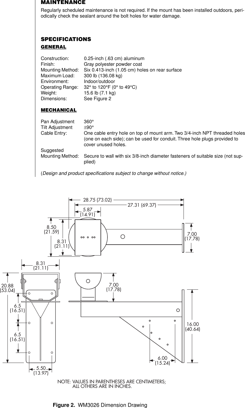 Page 3 of 4 - Pelco WM3026 C258M-A User Manual  To The 5159e814-bc42-40ae-8295-2d2d50297997