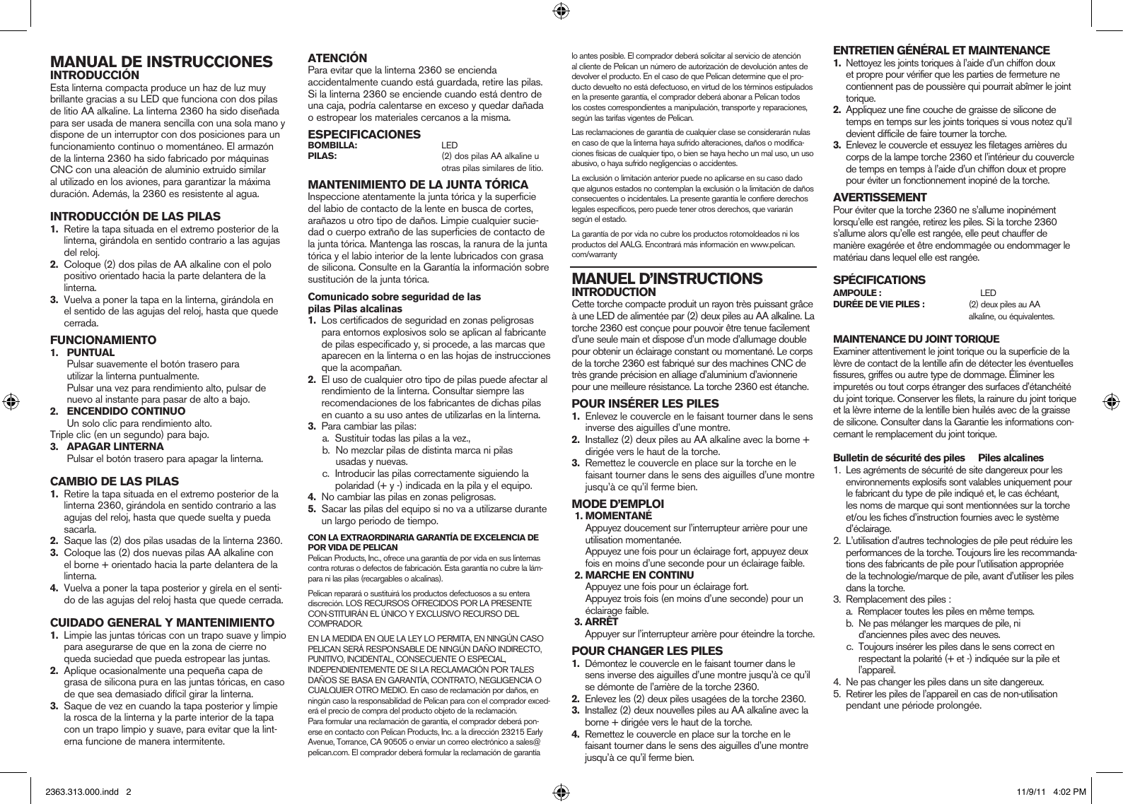 Page 2 of 2 - Pelican Pelican-2360-Users-Manual-  Pelican-2360-users-manual