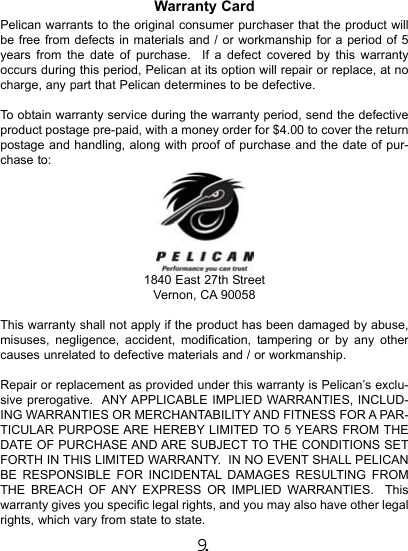 Page 11 of 12 - Pelican Pelican-Pl-678-Users-Manual- PL-678 Afterglow Manual  Pelican-pl-678-users-manual