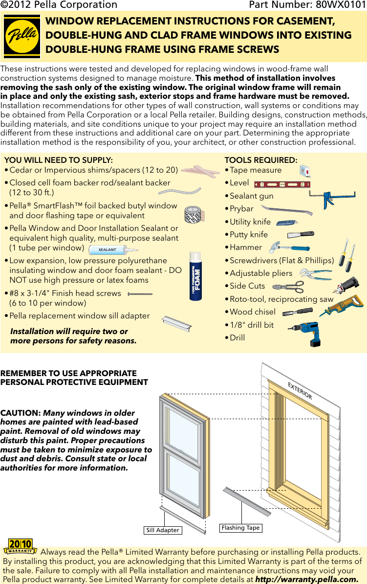 Page 1 of 8 - Pella Pella-80Wx0101-Users-Manual-  Pella-80wx0101-users-manual