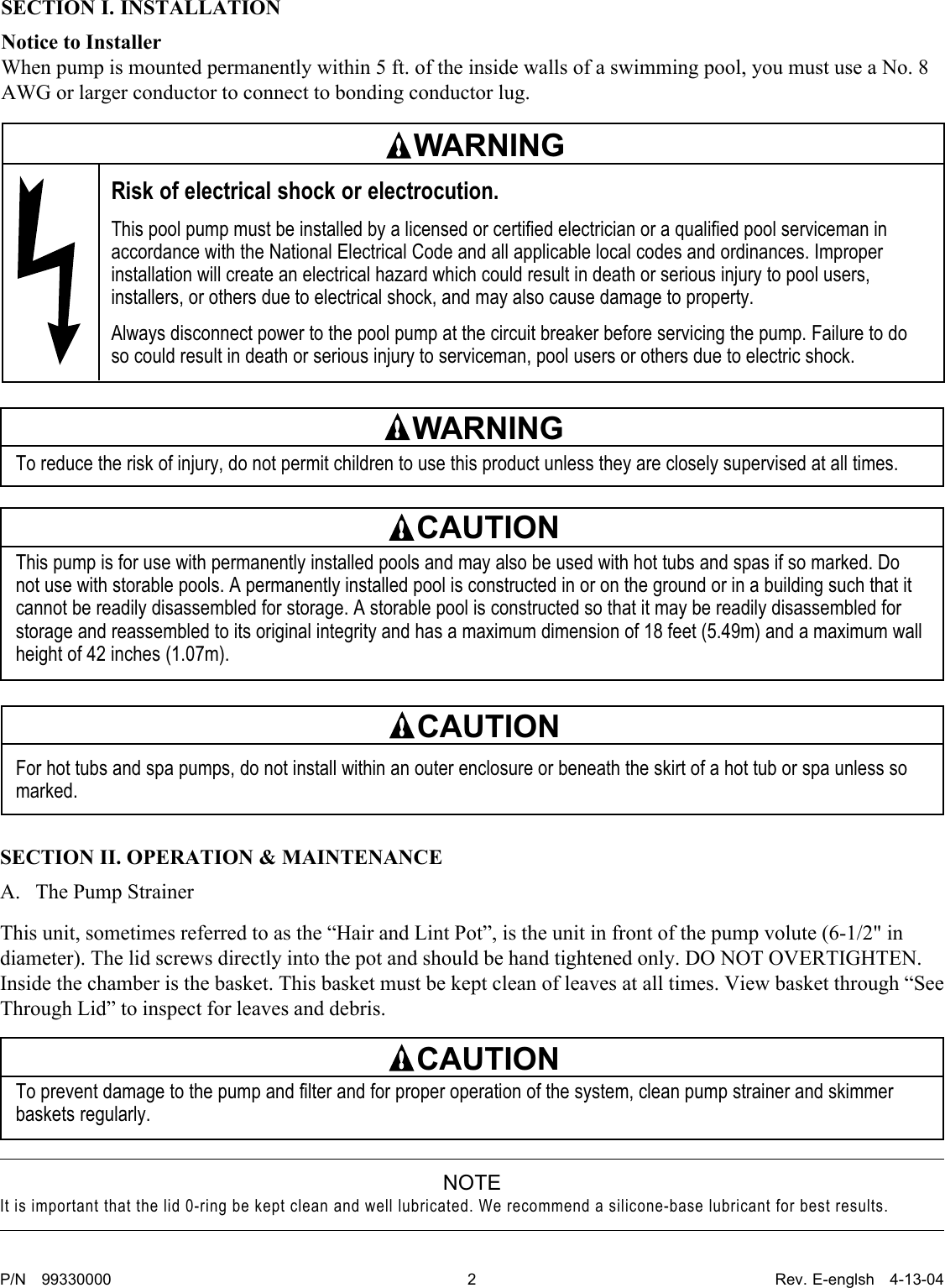 Page 2 of 6 - Pentair Pentair-Pump-Eagle-Users-Manual- 99330000-5-01_englsh.p65  Pentair-pump-eagle-users-manual