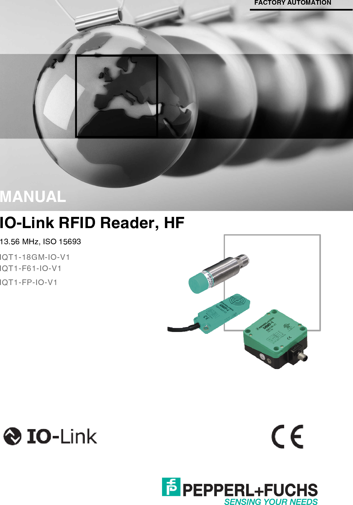                         MANUAL IO-Link RFID Reader, HF 13.56 MHz, ISO 15693 IQT1-18GM-IO-V1 IQT1-F61-IO-V1 IQT1-FP-IO-V1 FACTORY AUTOMATION 