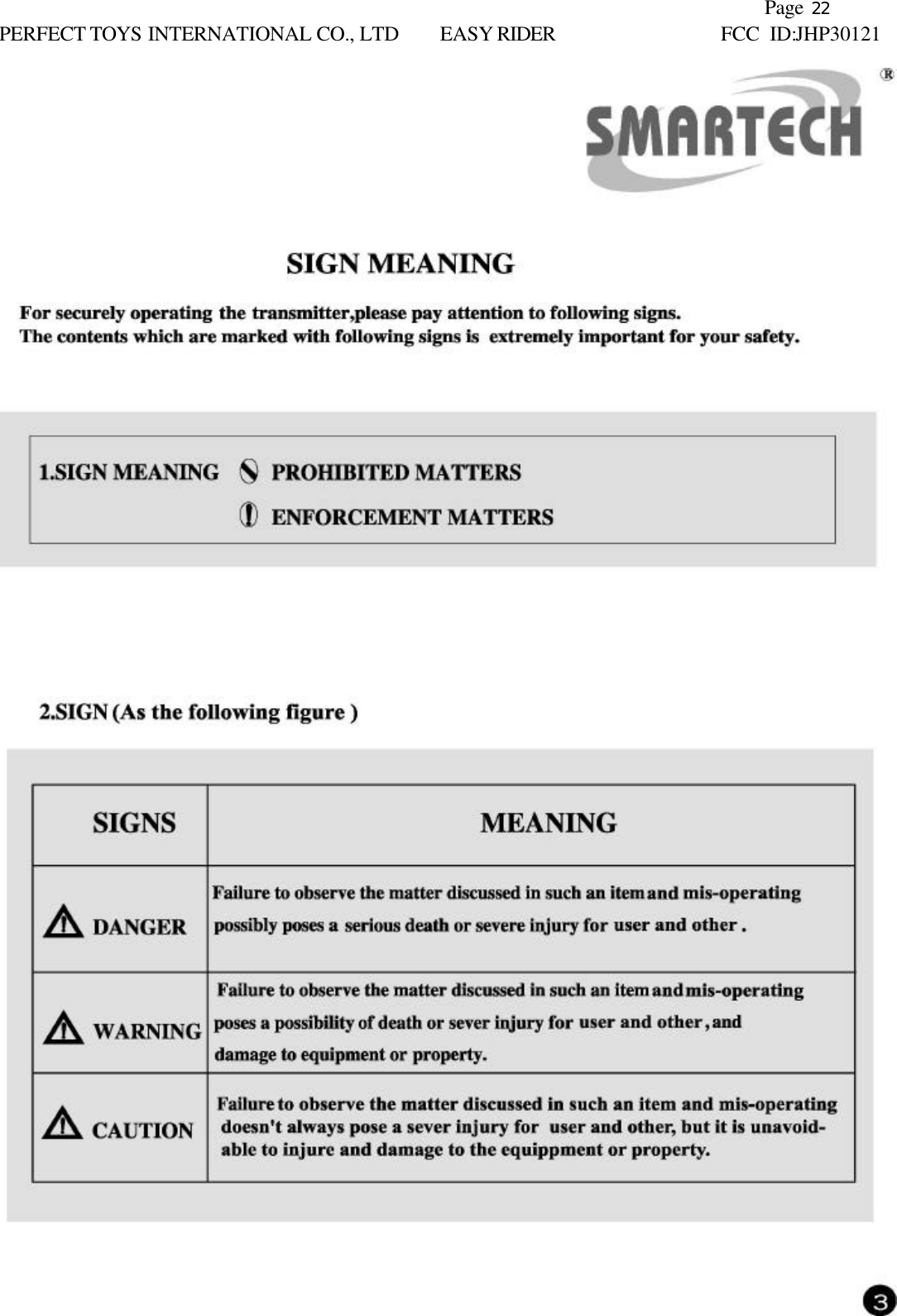               Page 22 PERFECT TOYS INTERNATIONAL CO., LTD EASY RIDER     FCC ID:JHP30121  