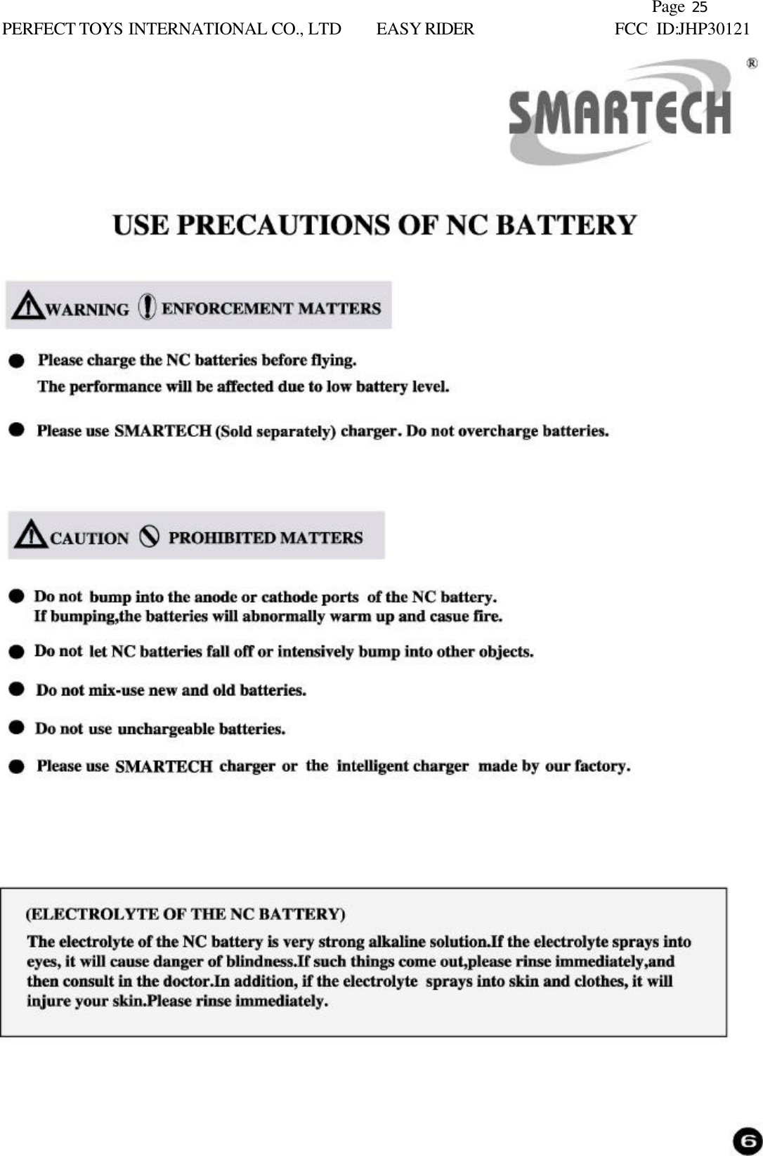               Page 25 PERFECT TOYS INTERNATIONAL CO., LTD EASY RIDER     FCC ID:JHP30121  