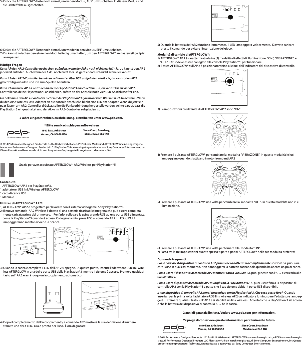 Performance Designed Pl6422a2 Afterglow Wireless Controller For Ps3 Dongle User Manual Part 2