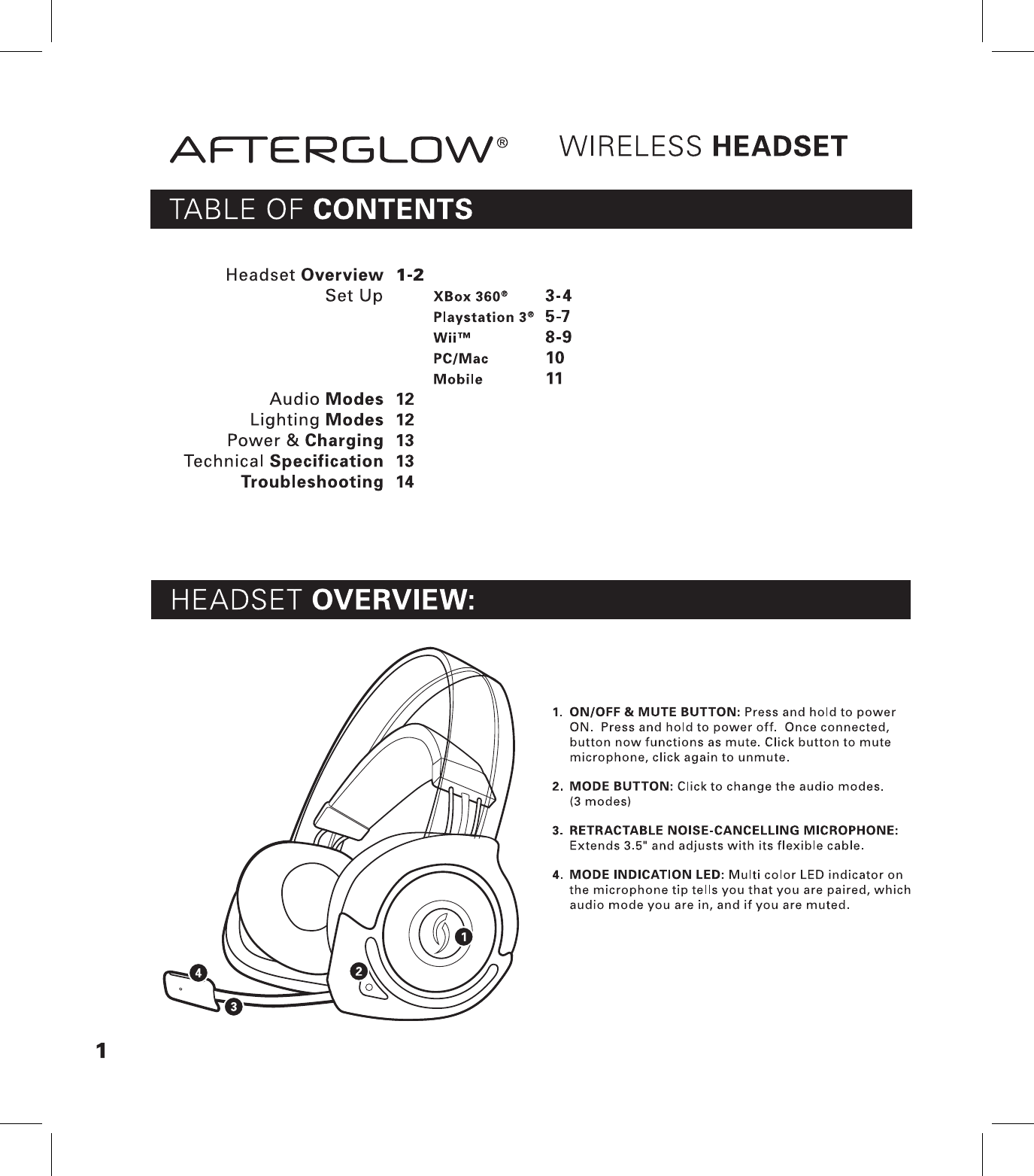 Afterglow bluetooth 2025 headset manual