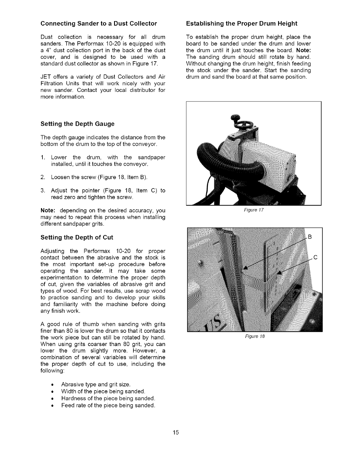 Performax 10 20 PLUS User Manual DRUM SANDER Manuals And Guides L0610624