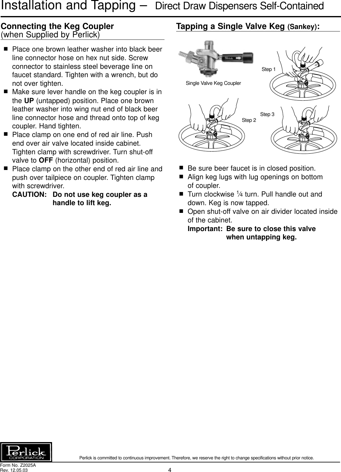 Perlick Ds Series Users Manual