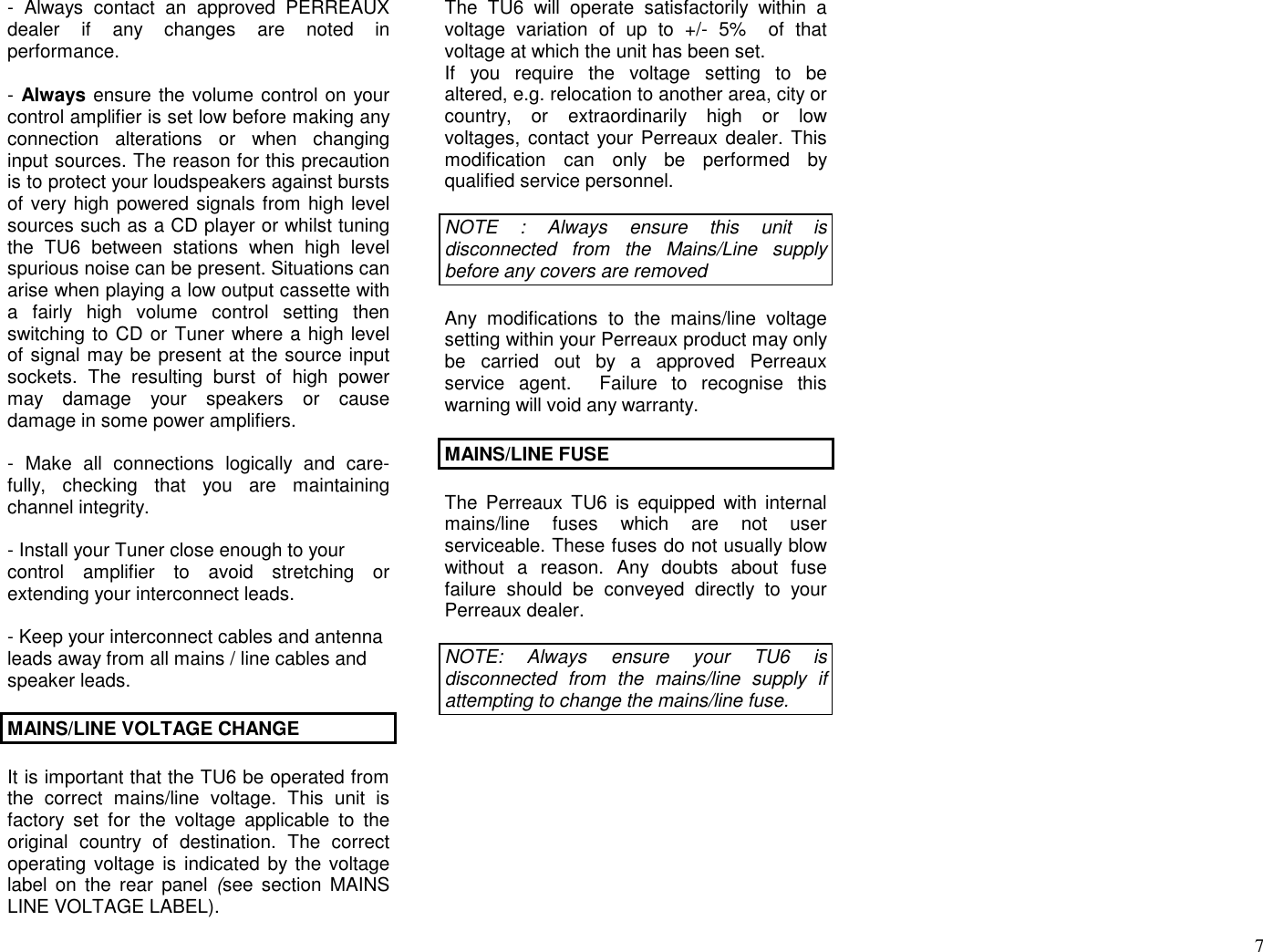 Page 7 of 8 - Perreaux Perreaux-Tu6-Tu6P-Users-Manual TU6_P_ Manual