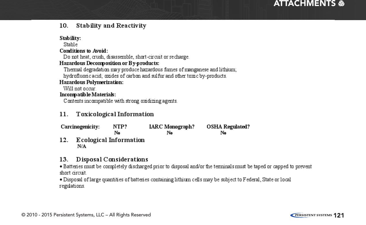 © 2010 - 2015 Persistent Systems, LLC – All Rights Reserved 121ATTACHMENTS   