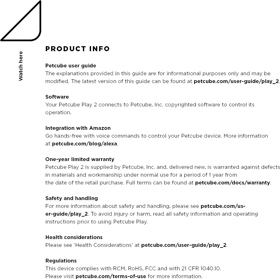Petcube PP20US Petcube Play 2 User Manual Quick Start Guide USA