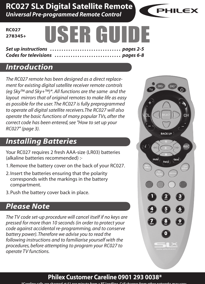 Page 1 of 8 - Philex Philex-Rc027-Slx-Users-Manual- Philex-rc027-slx-users-manual