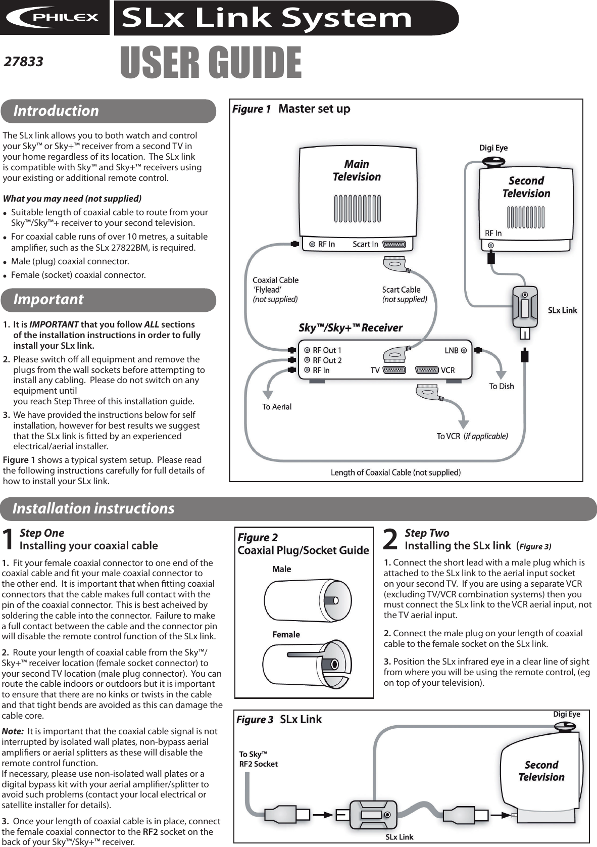Page 1 of 2 - Philex Philex-Slx-Link-System-27833-Users-Manual-  Philex-slx-link-system-27833-users-manual