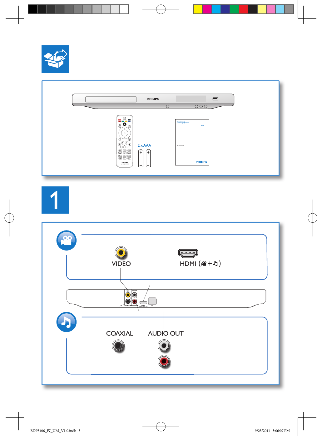 1For product support, visitwww.hd.philips.comEN  User manualBDP54062 x AAA(           )HDMIVIDEO COAXIAL AUDIO OUTVIDEOCOAXIALAAAUDIO OUTAUDIO OUTAUDIO OUTBDP5406_F7_UM_V1.0.indb   3 9/23/2011   3:06:07 PM