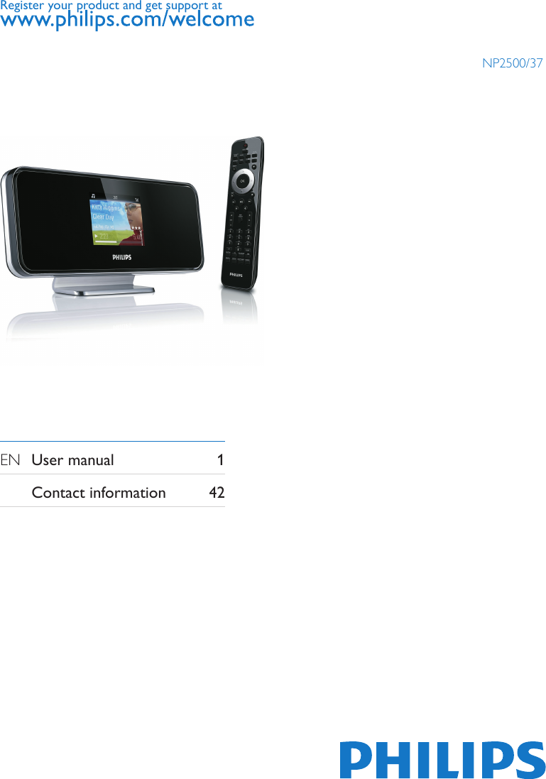 Register your product and get support atEN  User manual  1 Contact information  42NP2500/37
