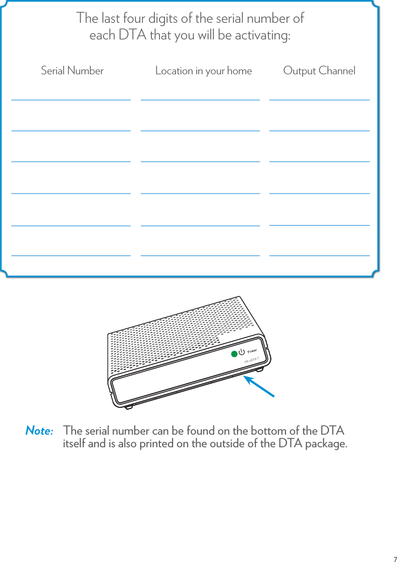7$!Ƌ(/0Ƌ&quot;+1.Ƌ %#%0/Ƌ+&quot;Ƌ0$!Ƌ/!.%(Ƌ*1)!.Ƌ+&quot;Ƌ !$ƋƋ0$0Ƌ5+1Ƌ3%((Ƌ!Ƌ0%20%*#Č!.%(Ƌ1)!.Ƌ +0%+*Ƌ%*Ƌ5+1.Ƌ$+)!Ƌ 10,10Ƌ$**!(Note: The serial number can be found on the bottom of the DTA itself and is also printed on the outside of the DTA package.