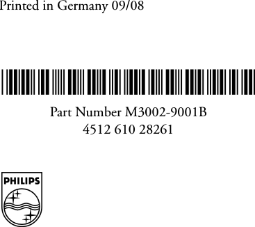 SPrinted in Germany 09/08*M3002-9001B*Part Number M3002-9001B4512 610 28261