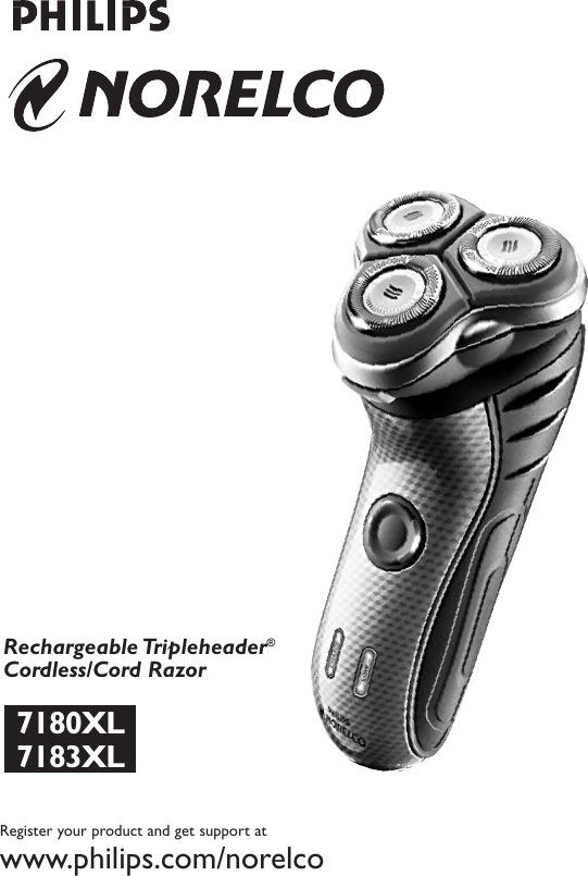 Page 1 of 11 - Philips-Norelco Philips-Norelco-7180Xl-Users-Manual- 07_7180XL_7183XL  Philips-norelco-7180xl-users-manual