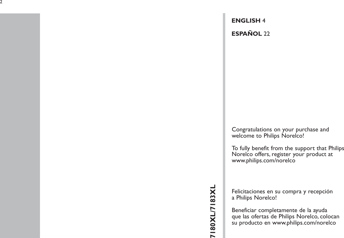 Page 2 of 11 - Philips-Norelco Philips-Norelco-7180Xl-Users-Manual- 07_7180XL_7183XL  Philips-norelco-7180xl-users-manual
