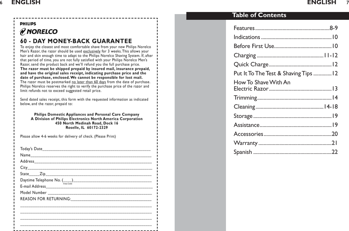 Page 4 of 11 - Philips-Norelco Philips-Norelco-7180Xl-Users-Manual- 07_7180XL_7183XL  Philips-norelco-7180xl-users-manual