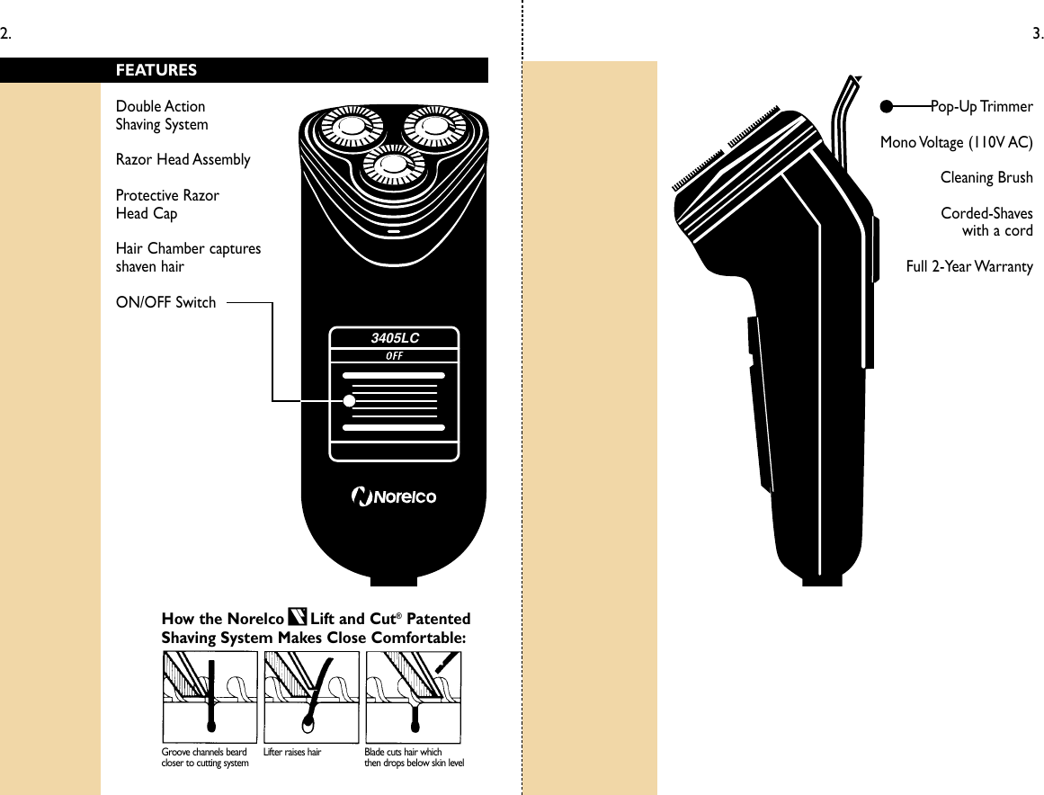 Page 4 of 7 - Philips-Norelco Philips-Norelco-Corded-Razor-3405Lc-Users-Manual-  Philips-norelco-corded-razor-3405lc-users-manual