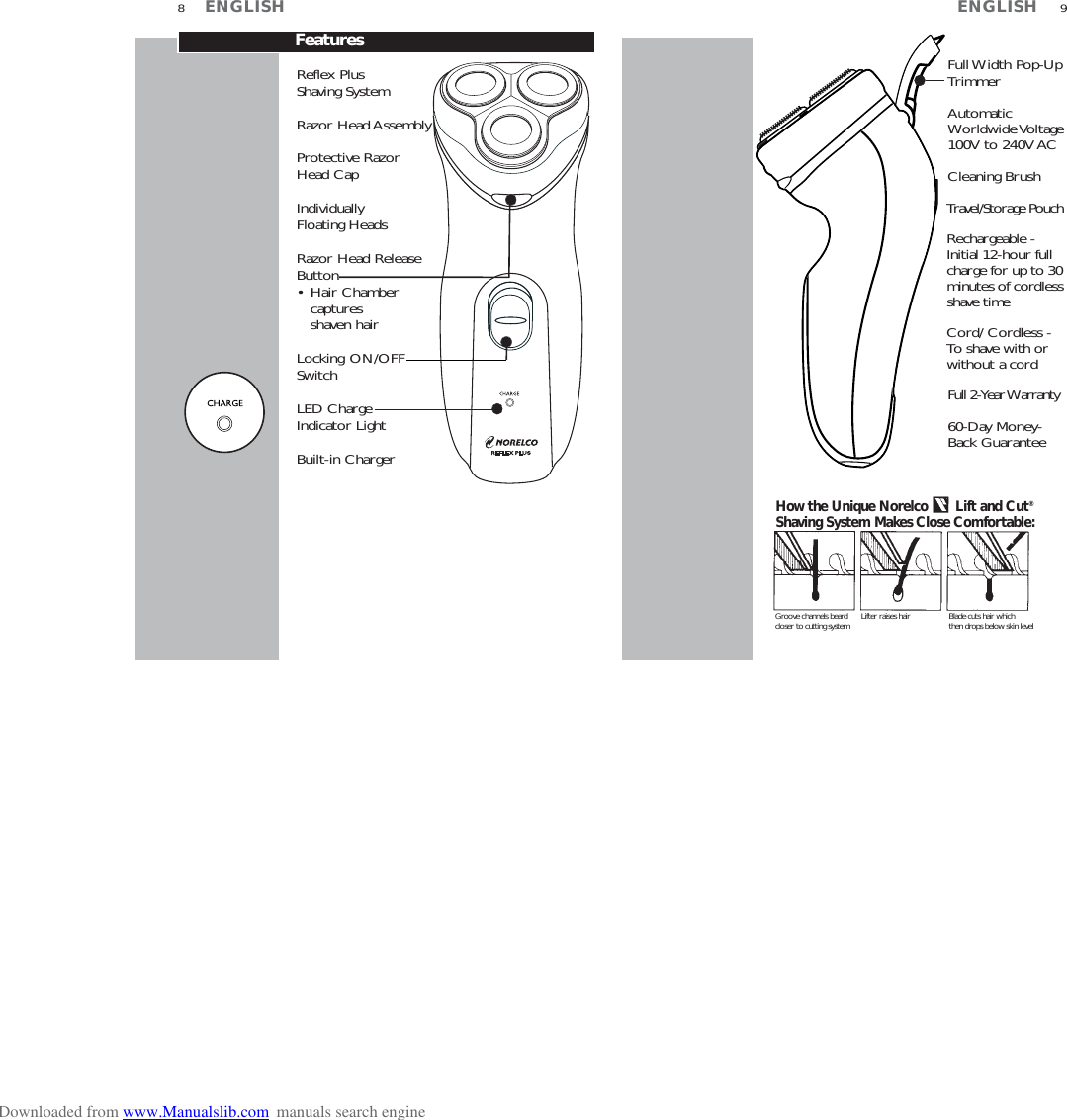 Page 5 of 10 - Philips-Norelco Philips-Norelco-Reflex-Plus-6-6843Xl-Users-Manual- ManualsLib - Makes It Easy To Find Manuals Online! Philips-norelco-reflex-plus-6-6843xl-users-manual