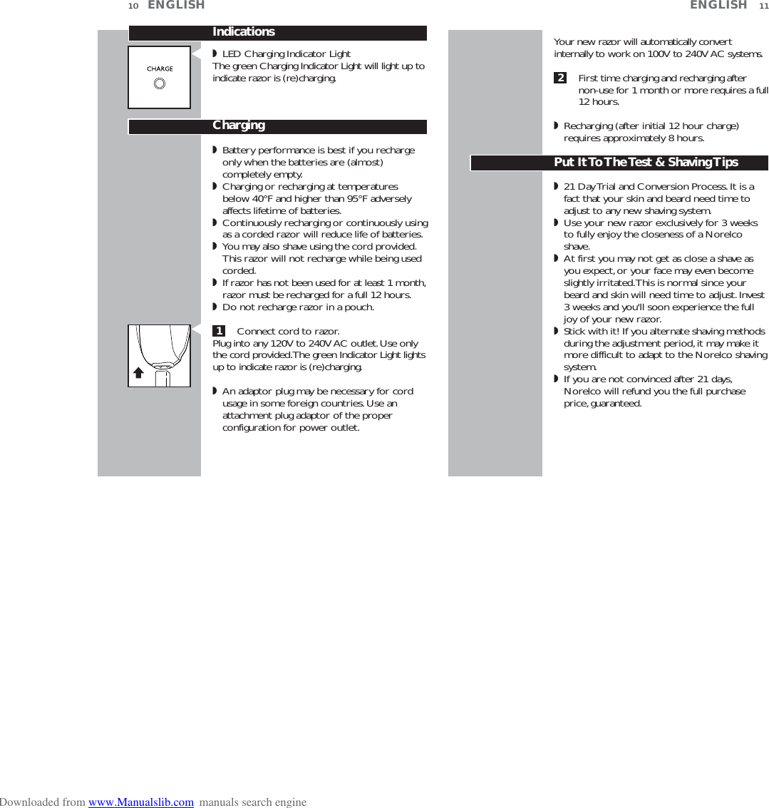 Page 6 of 10 - Philips-Norelco Philips-Norelco-Reflex-Plus-6-6843Xl-Users-Manual- ManualsLib - Makes It Easy To Find Manuals Online! Philips-norelco-reflex-plus-6-6843xl-users-manual