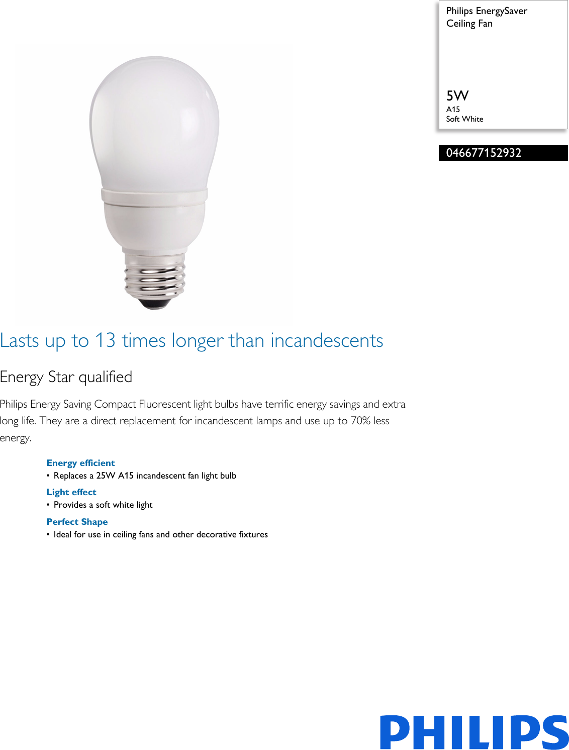 Philips 046677152932 Ceiling Fan User Manual Leaflet Pss Aenus