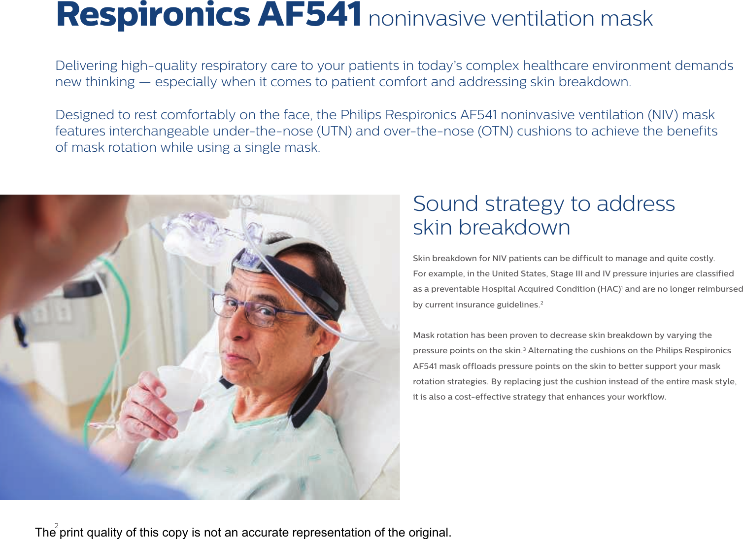 Page 2 of 5 - Philips 1120925 452299120441 User Manual Product Brochure Respironics AF541 Noninvasive Ventilation (NIV) Mask 820bd739008240b781caa77c016a1633