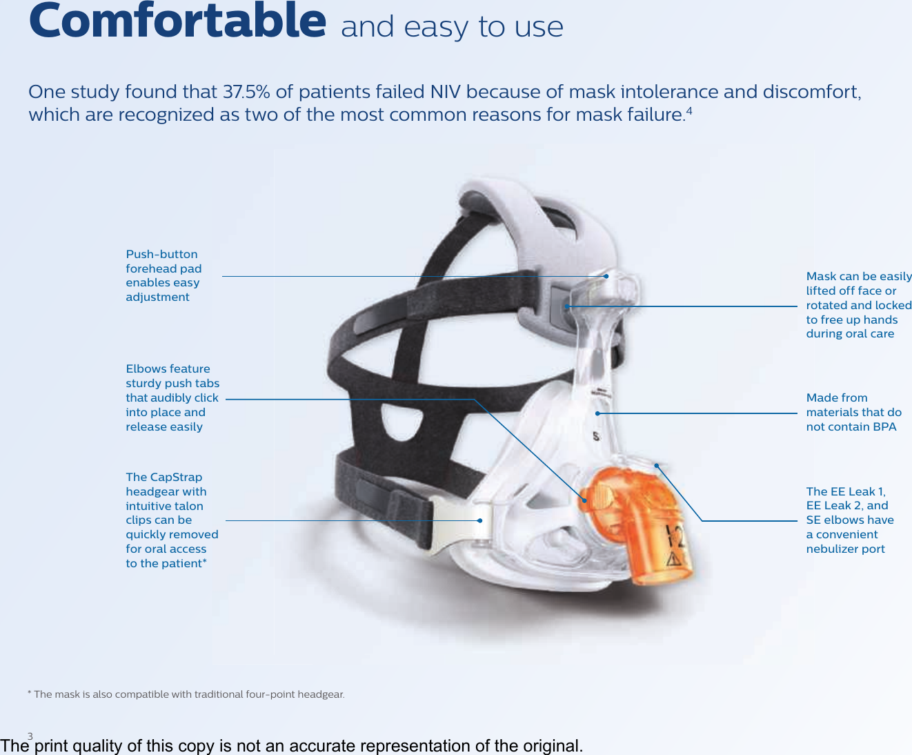 Page 3 of 5 - Philips 1120925 452299120441 User Manual Product Brochure Respironics AF541 Noninvasive Ventilation (NIV) Mask 820bd739008240b781caa77c016a1633