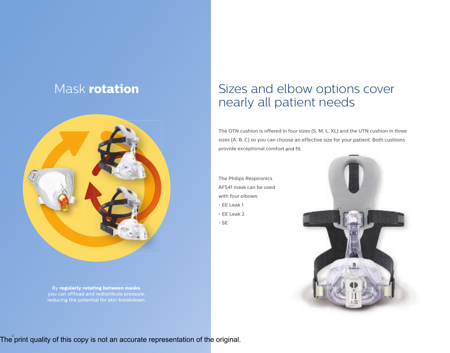 Page 4 of 5 - Philips 1120925 452299120441 User Manual Product Brochure Respironics AF541 Noninvasive Ventilation (NIV) Mask 820bd739008240b781caa77c016a1633