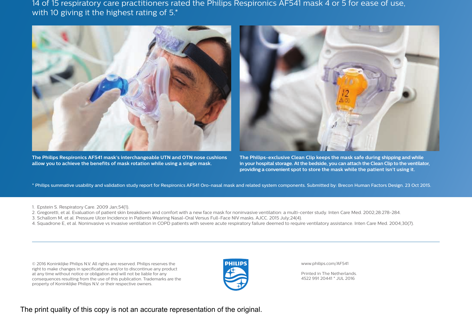 Page 5 of 5 - Philips 1120925 452299120441 User Manual Product Brochure Respironics AF541 Noninvasive Ventilation (NIV) Mask 820bd739008240b781caa77c016a1633