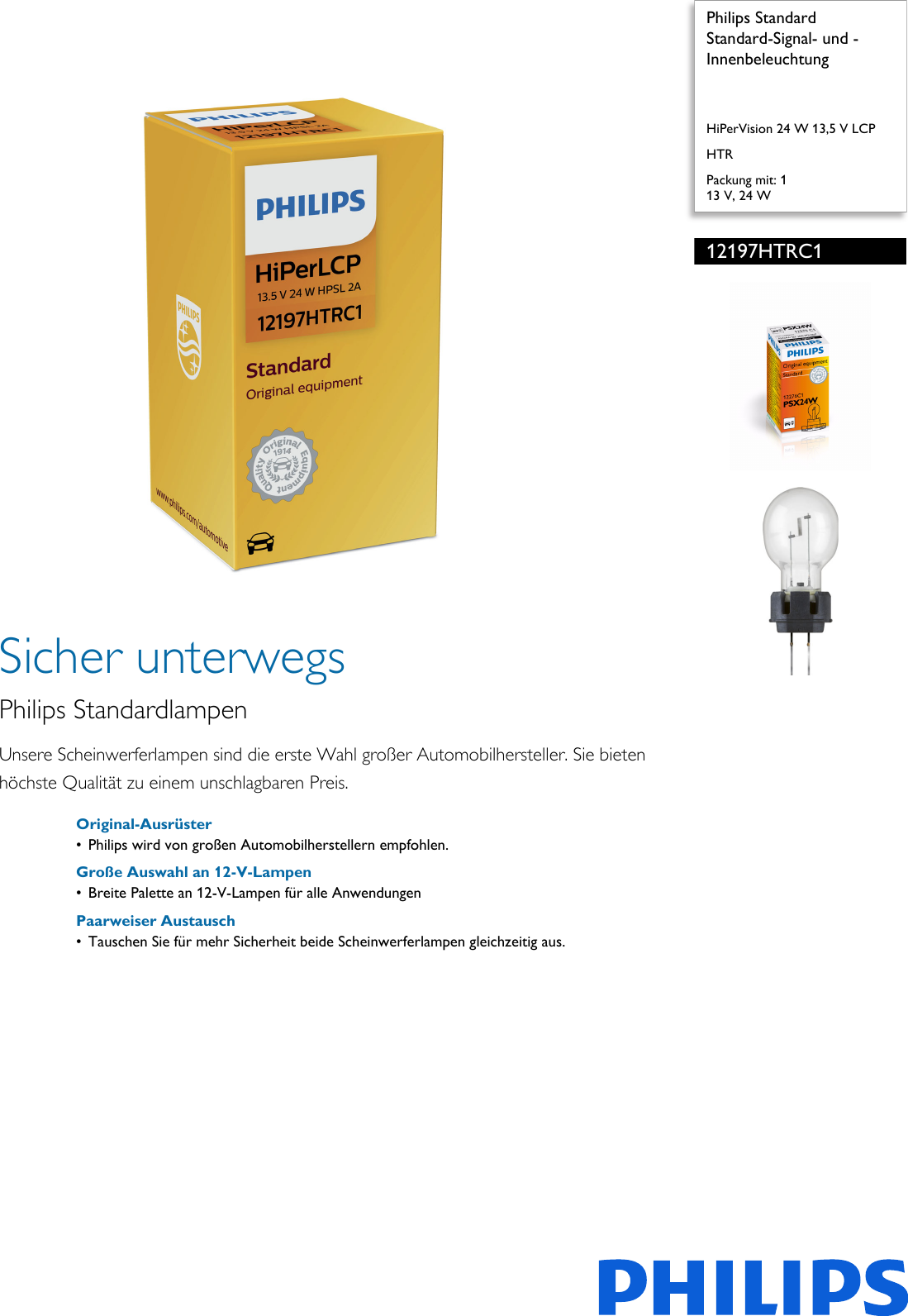 Page 1 of 2 - Philips 12197HTRC1 Leaflet Released Austria (German)  User Manual Datenblatt Pss Deuat