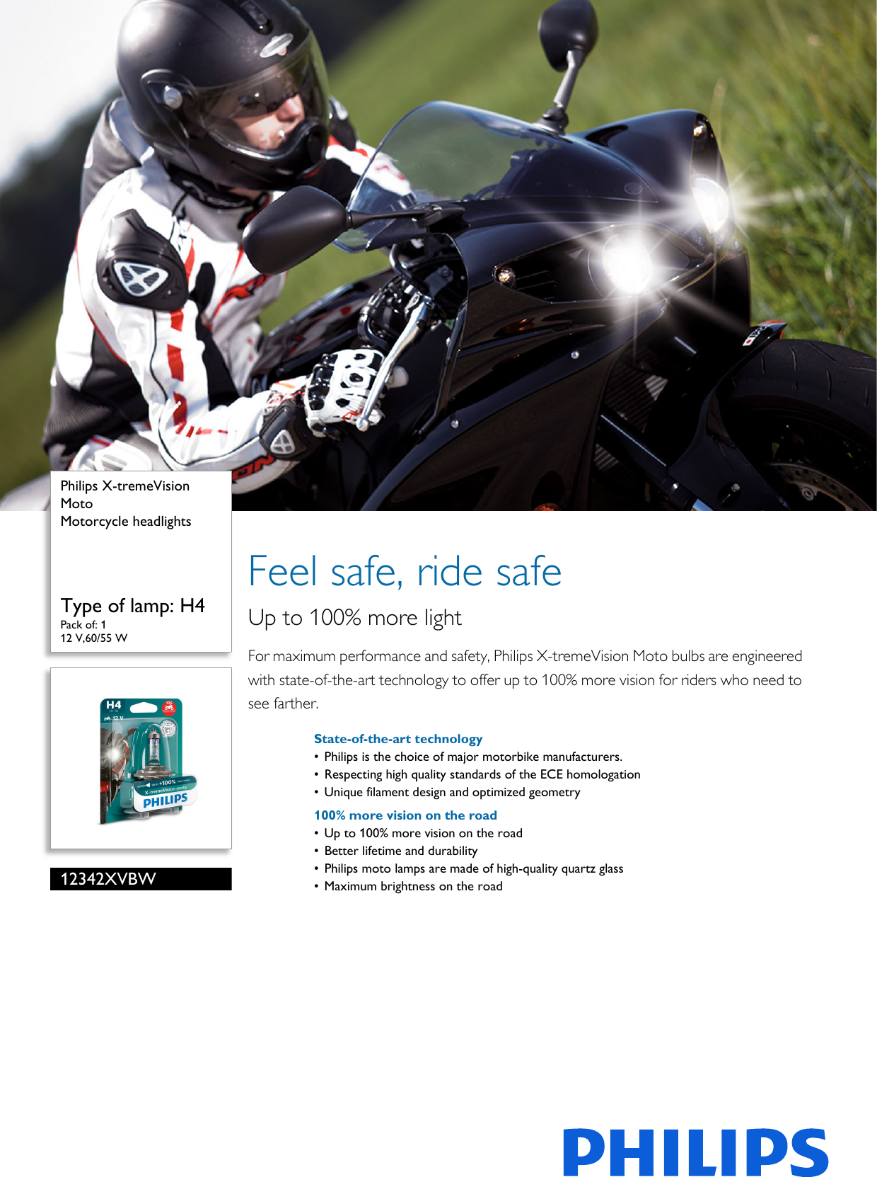 Page 1 of 2 - Philips 12342XVBW Motorcycle Headlights User Manual Leaflet Pss Engau