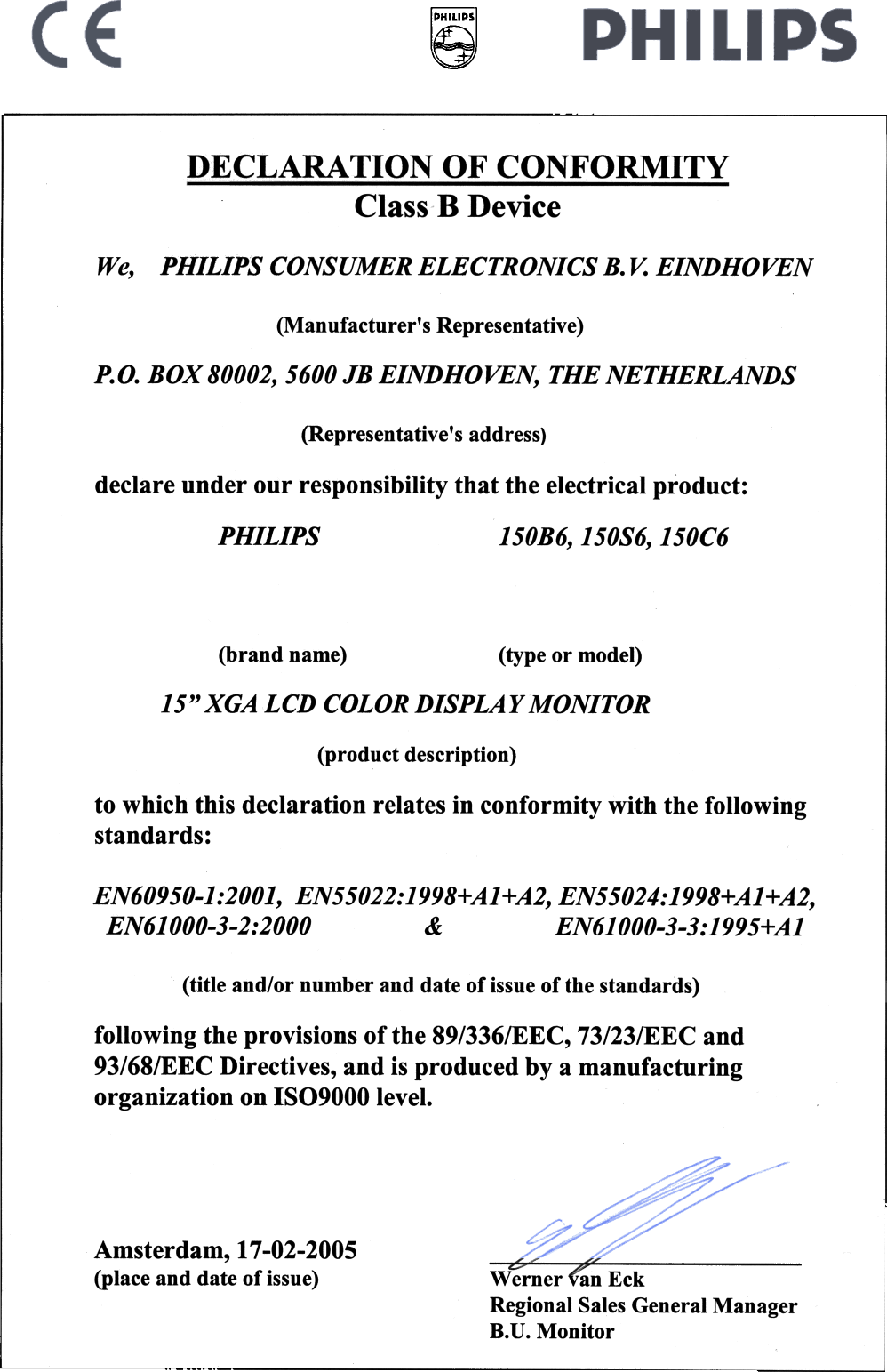 Page 1 of 1 - Philips  CE Certificates 150s6fb 00 Cec Eng