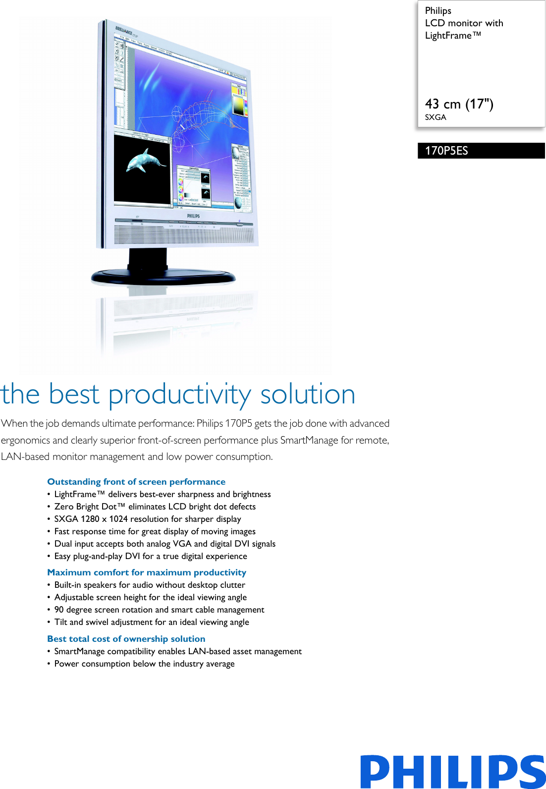 Page 1 of 3 - Philips 170P5ES/00 LCD Monitor With LightFrame™ Hefte 170p5es 00 Pss