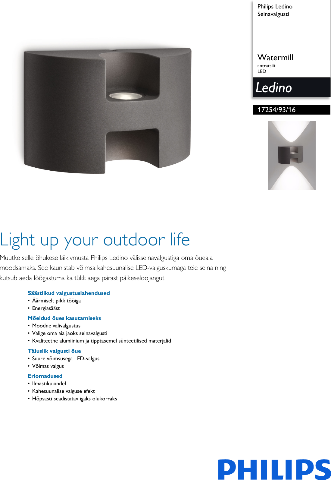 Page 1 of 3 - Philips 17254/93/16 172549316 Seinavalgusti User Manual Voldik Pss Estee
