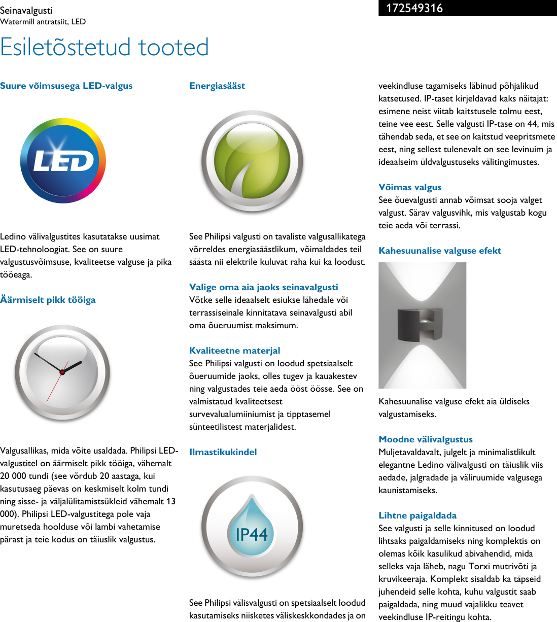 Page 2 of 3 - Philips 17254/93/16 172549316 Seinavalgusti User Manual Voldik Pss Estee