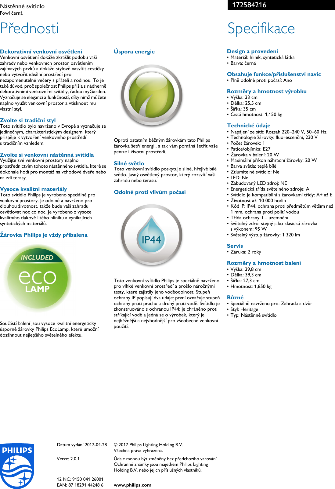 Page 2 of 2 - Philips 172584216 Nástěnné Svítidlo NÃ¡stÄnnÃ© SvÃ­tidlo Pss Cescz