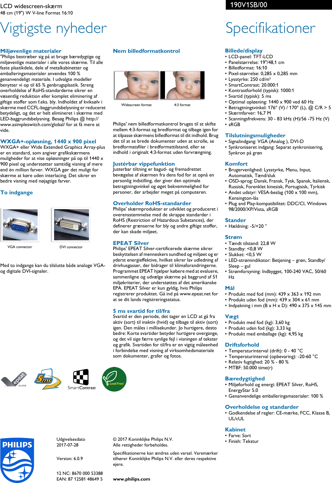 Page 2 of 2 - Philips 190V1SB/00 LCD Widescreen-skærm Widescreen-skÃ¦rm 190v1sb 00 Pss Dandk