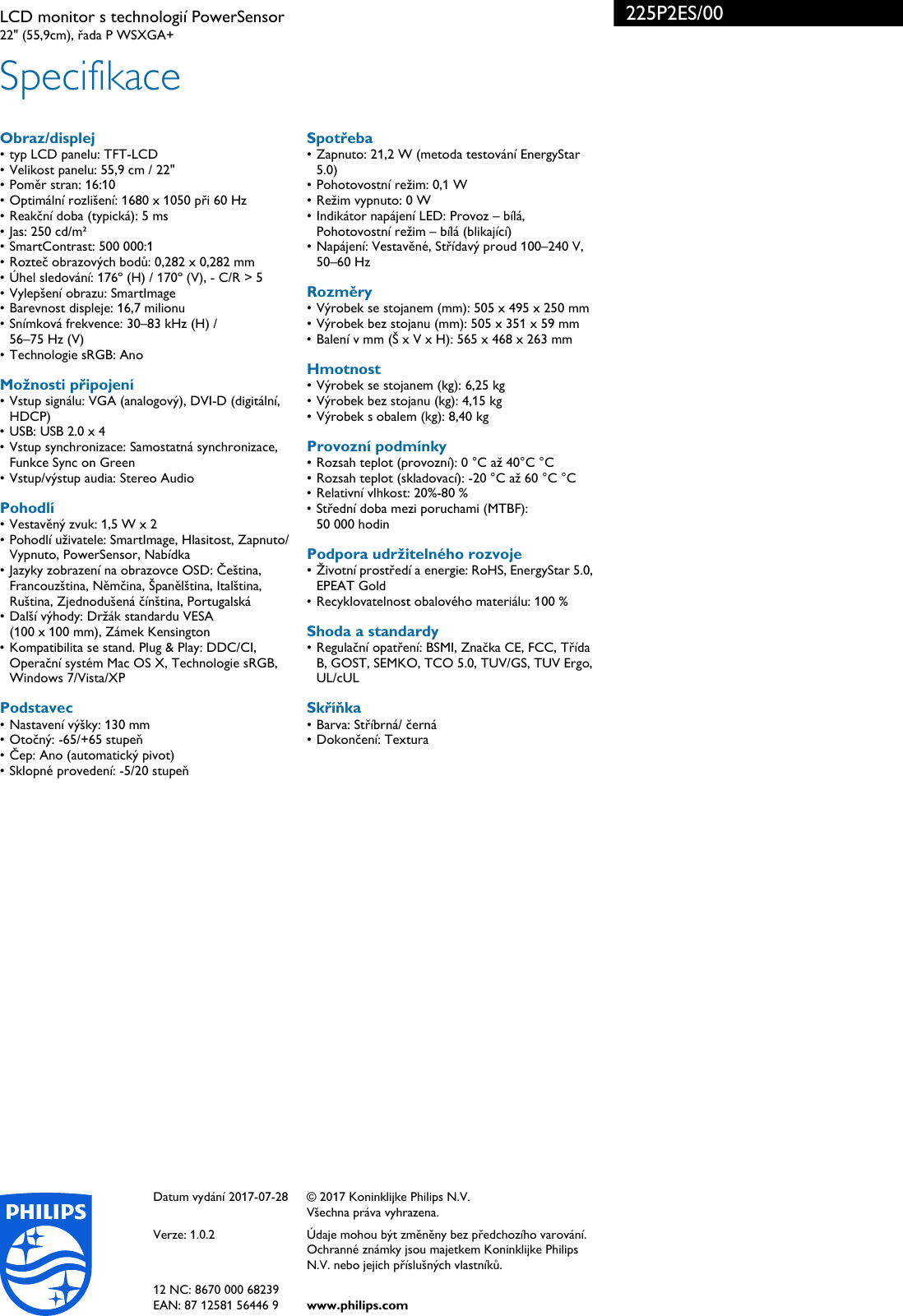 Page 3 of 3 - Philips Leaflet 225P2ES_00 Released Czech Republic (Czech)  High ... 225p2es 00 Pss Cescz