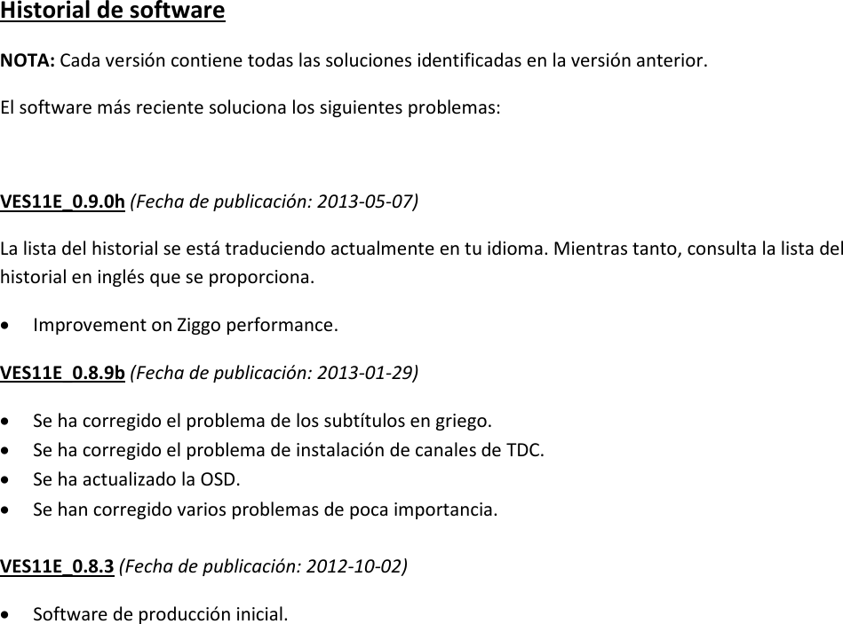 Page 1 of 1 - Philips 22PFL2807H/12 - FHI_ESP_VES11E_0.9.0hx User Manual Notes De Mise à Jour 22pfl2807h 12 Fhi Esp