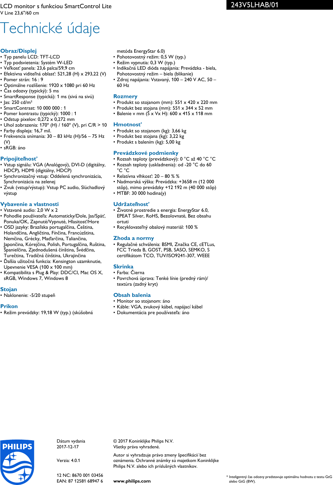 User Manual Prospekt 243v5lhab 